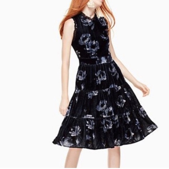 EUC Kate Spade blue velvet dress- perfect for fall and winter. Size 8. - Picture 1 of 4